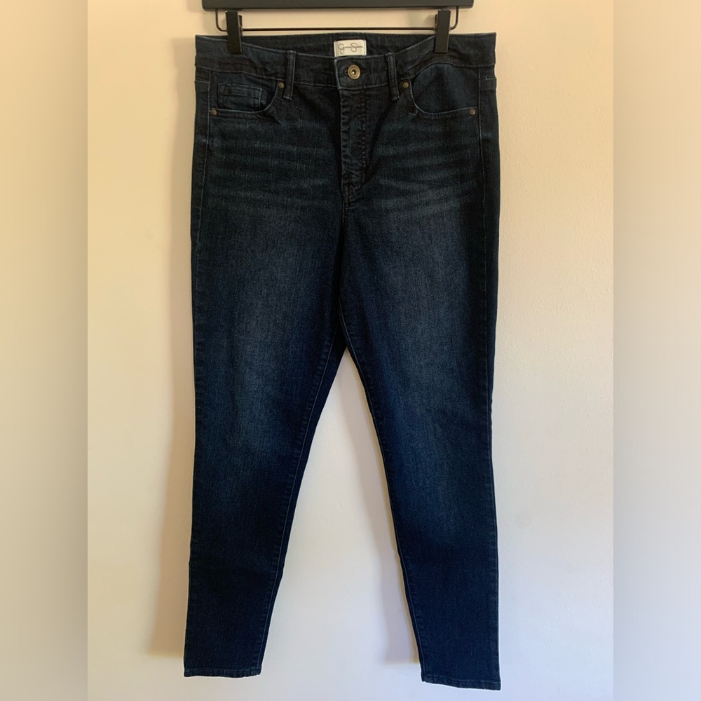 Jessica Simpson High‑Rise Skinny Jeans Dark Wash Stretch Denim Size 10